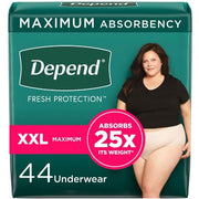 Depend Fresh Protection Adult Incontinence Underwear for Women, XXL (44 ct.)