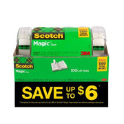 Scotch Magic Tape with Refillable Dispenser, ¾" x 850", 6 Pack