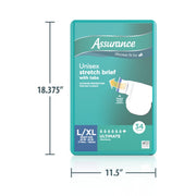 Assurance Large/XLarge Unisex Stretch Briefs With Tabs 34 Ct