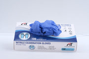Nitrile Exam Gloves - Medical Grade, Powder Free, Disposable, Non Sterile, Food Safe, Textured, Indigo blue Color, 100 count, 1 box, Size Large